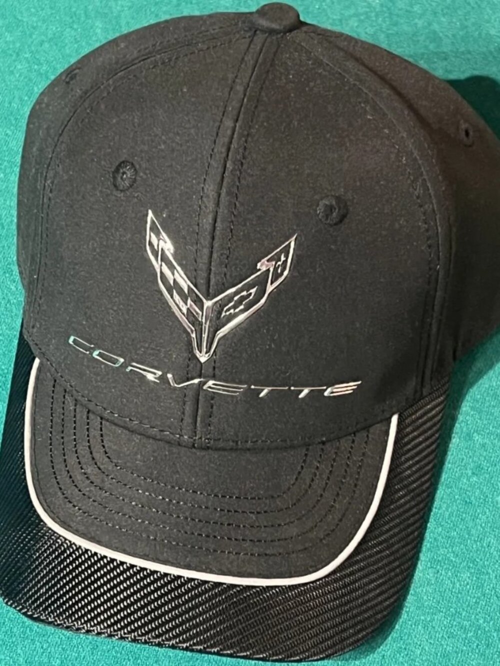 C8 Corvette Metallic Black & Chrome Emblem Hat Official GM Adult Adjustable NEW